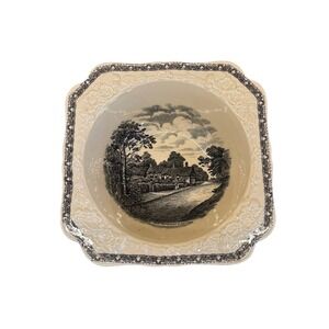 Crown‎ Ducal 'Rural England' Ann Hathaway's Cottage Black Transferware Bowl